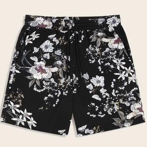 NWOT SHEIN Drawstring Botanical Print Shorts